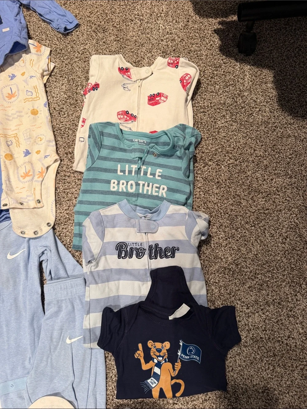 6M Mixed Baby Boy Onesies & Sleepers Bundle - Blue, Gray, Cream